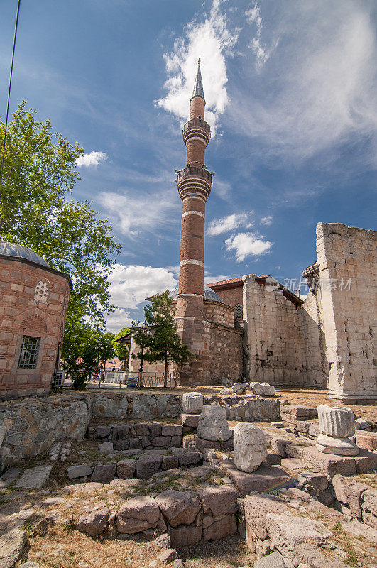 Hacı Bayram清真寺和奥古斯都和罗马神庙来自首都安卡拉